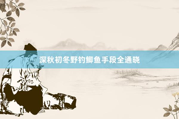 深秋初冬野钓鲫鱼手段全通晓